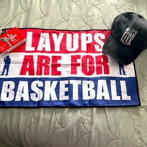 Golf set featuring new never worn baseball cap, 8 premium golf tees  and towel